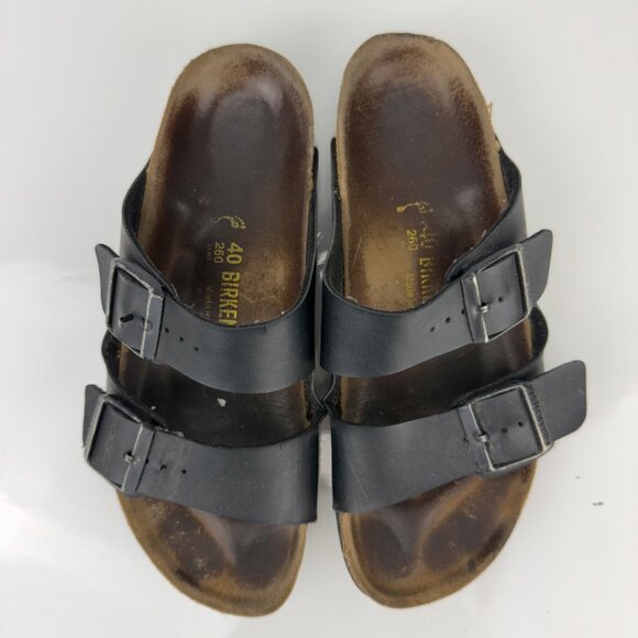 BIRKENSTOCK Arizona Birko-Flor Black Two-Strap Sandals *Flaws* EU 40 US 9 L9 M7 - Picture 3 of 11